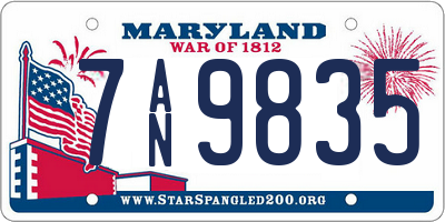 MD license plate 7AN9835