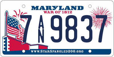 MD license plate 7AN9837