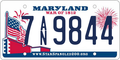 MD license plate 7AN9844