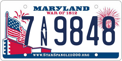 MD license plate 7AN9848