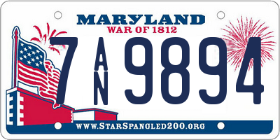 MD license plate 7AN9894
