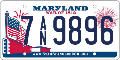 MD license plate 7AN9896