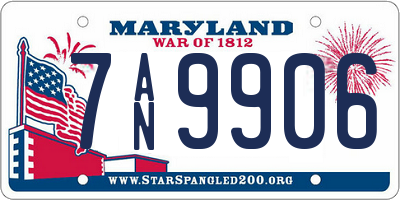 MD license plate 7AN9906