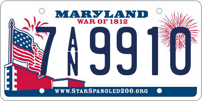 MD license plate 7AN9910