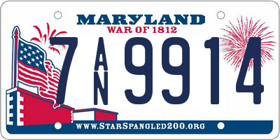 MD license plate 7AN9914