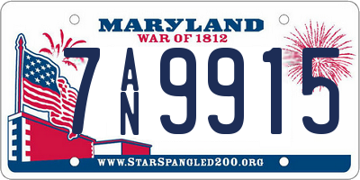 MD license plate 7AN9915