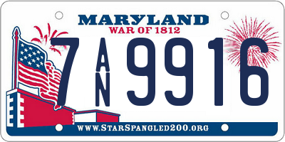 MD license plate 7AN9916