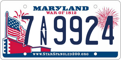 MD license plate 7AN9924