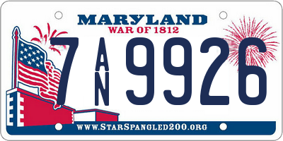 MD license plate 7AN9926