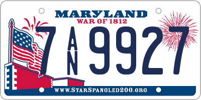 MD license plate 7AN9927