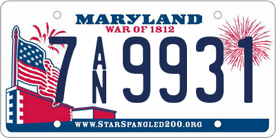 MD license plate 7AN9931