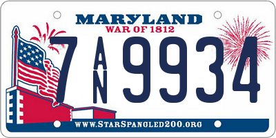 MD license plate 7AN9934
