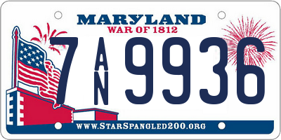 MD license plate 7AN9936