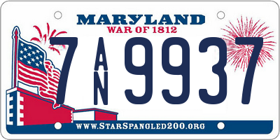 MD license plate 7AN9937