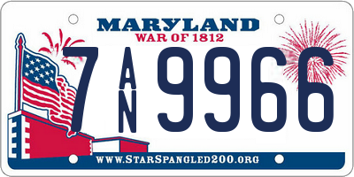 MD license plate 7AN9966