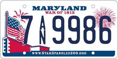 MD license plate 7AN9986