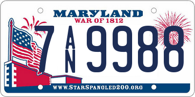 MD license plate 7AN9988
