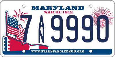 MD license plate 7AN9990