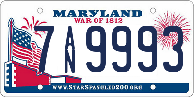 MD license plate 7AN9993