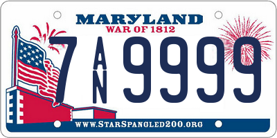 MD license plate 7AN9999
