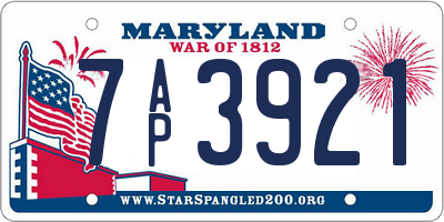 MD license plate 7AP3921
