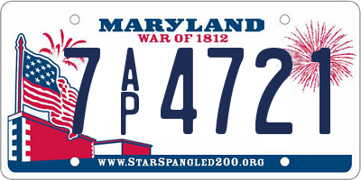 MD license plate 7AP4721