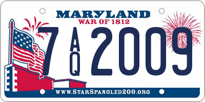 MD license plate 7AQ2009