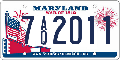 MD license plate 7AQ2011