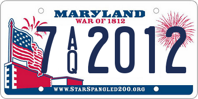 MD license plate 7AQ2012
