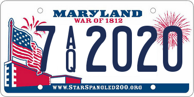 MD license plate 7AQ2020
