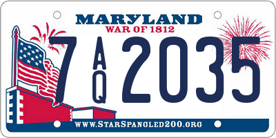 MD license plate 7AQ2035