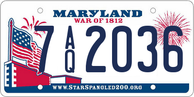 MD license plate 7AQ2036