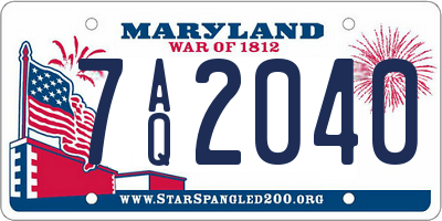 MD license plate 7AQ2040