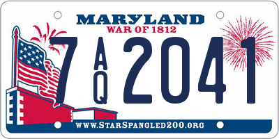 MD license plate 7AQ2041