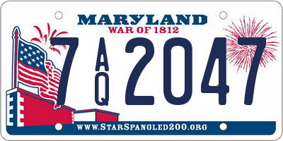 MD license plate 7AQ2047