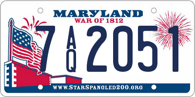 MD license plate 7AQ2051
