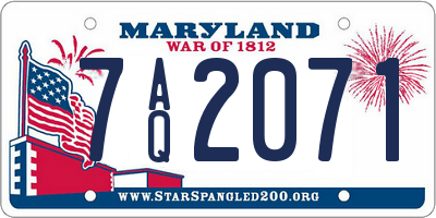 MD license plate 7AQ2071