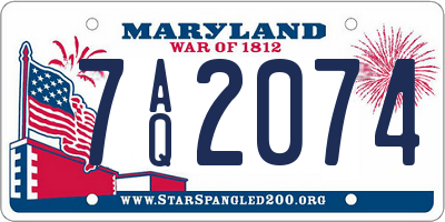 MD license plate 7AQ2074