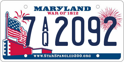 MD license plate 7AQ2092