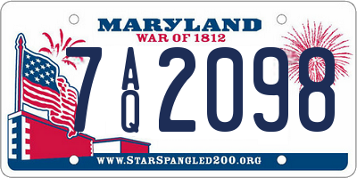 MD license plate 7AQ2098