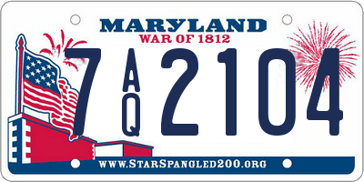 MD license plate 7AQ2104