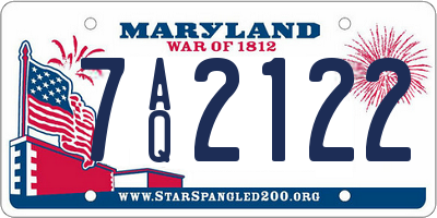 MD license plate 7AQ2122