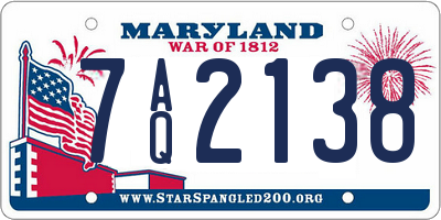 MD license plate 7AQ2138
