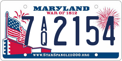 MD license plate 7AQ2154