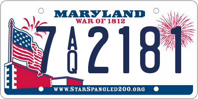 MD license plate 7AQ2181