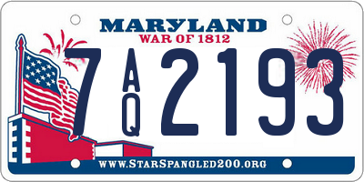 MD license plate 7AQ2193