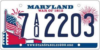 MD license plate 7AQ2203