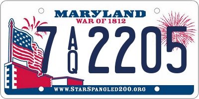 MD license plate 7AQ2205