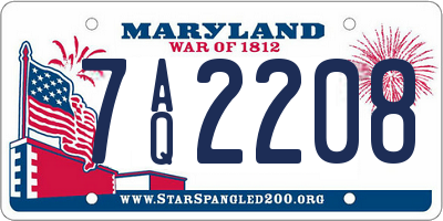 MD license plate 7AQ2208