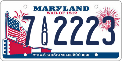 MD license plate 7AQ2223